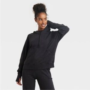 Joylab Women's 1/2 Zip Fleece Pullover Black Size Large​